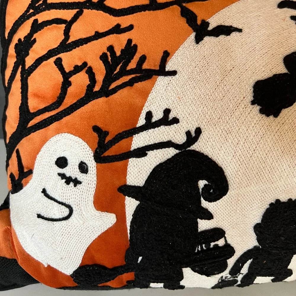 Halloween Trick O Treating Kids Large Pillow Cushion Haunted House Witch Ghost